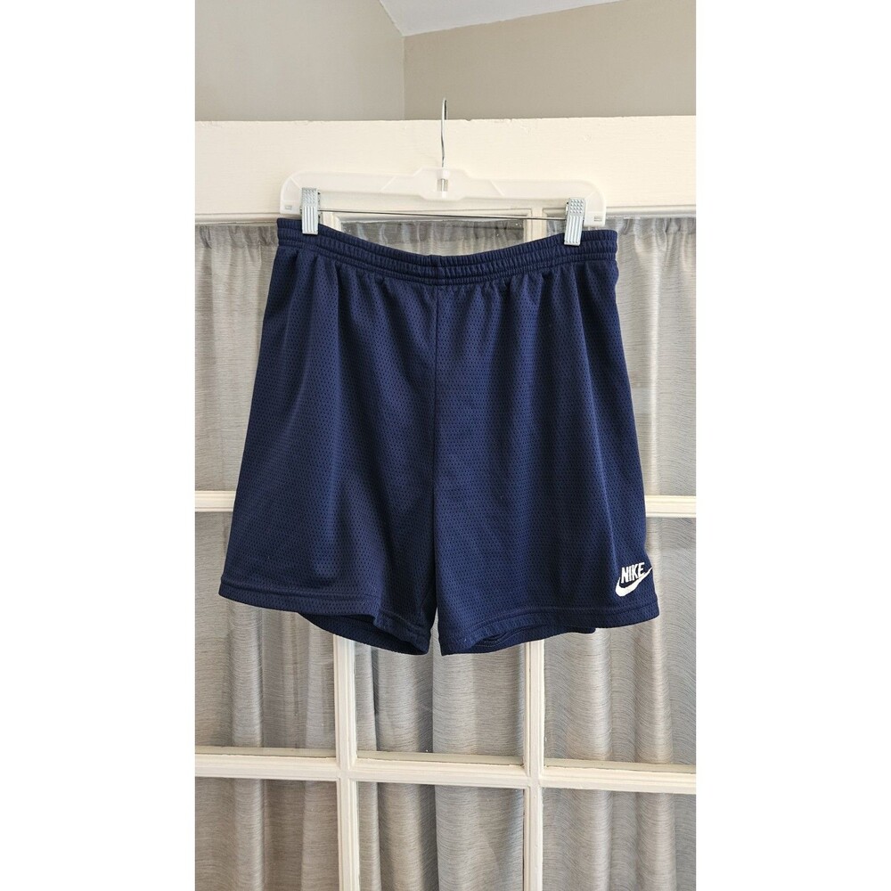Vintage 90s Nike White Tag Mens Large Navy Blue Mesh Gym Athletic Shorts Swoosh